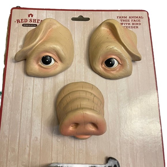 Red Shed Home Gifts Farm Animal Tree Face PIG Bird Bucket Feeder Yard Decor NEW - Picture 2 of 7